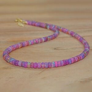 Natural Ethiopian Purple Opal Gemstone Necklace